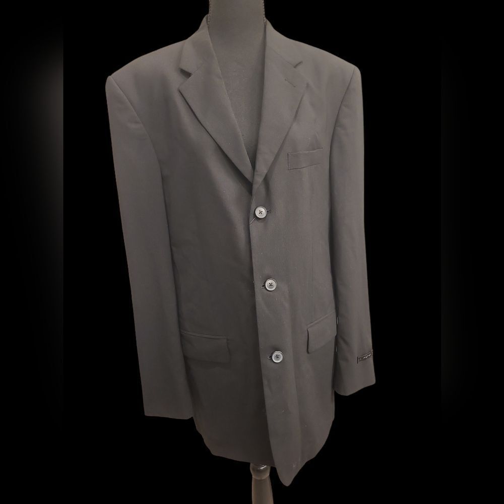 J. Ferrari  sz 40L  42 chest black men's 100% Wool Dress coat/Blazer